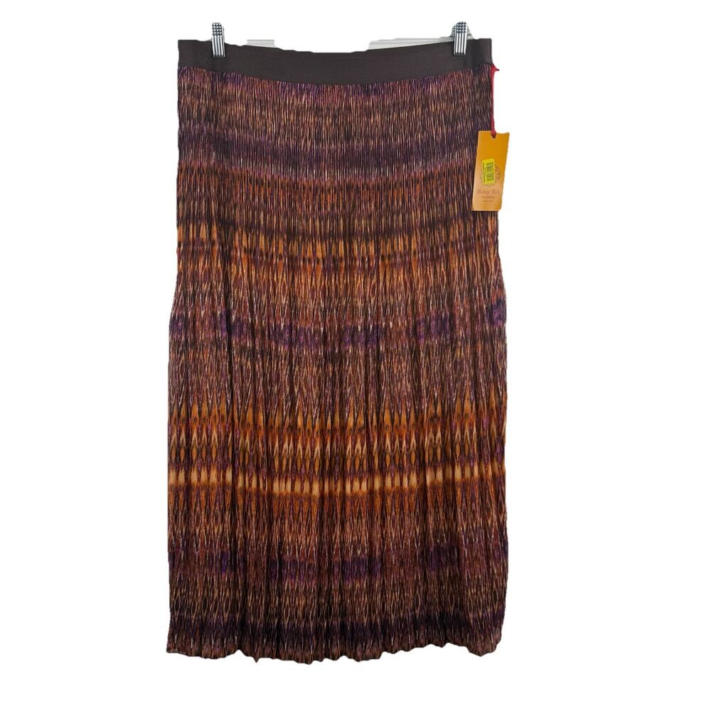 Ruby Rd NWT Bohemian Bazaar Maxi Skirt 16 W Crinkle Elastic Waist Multicolor Y2K